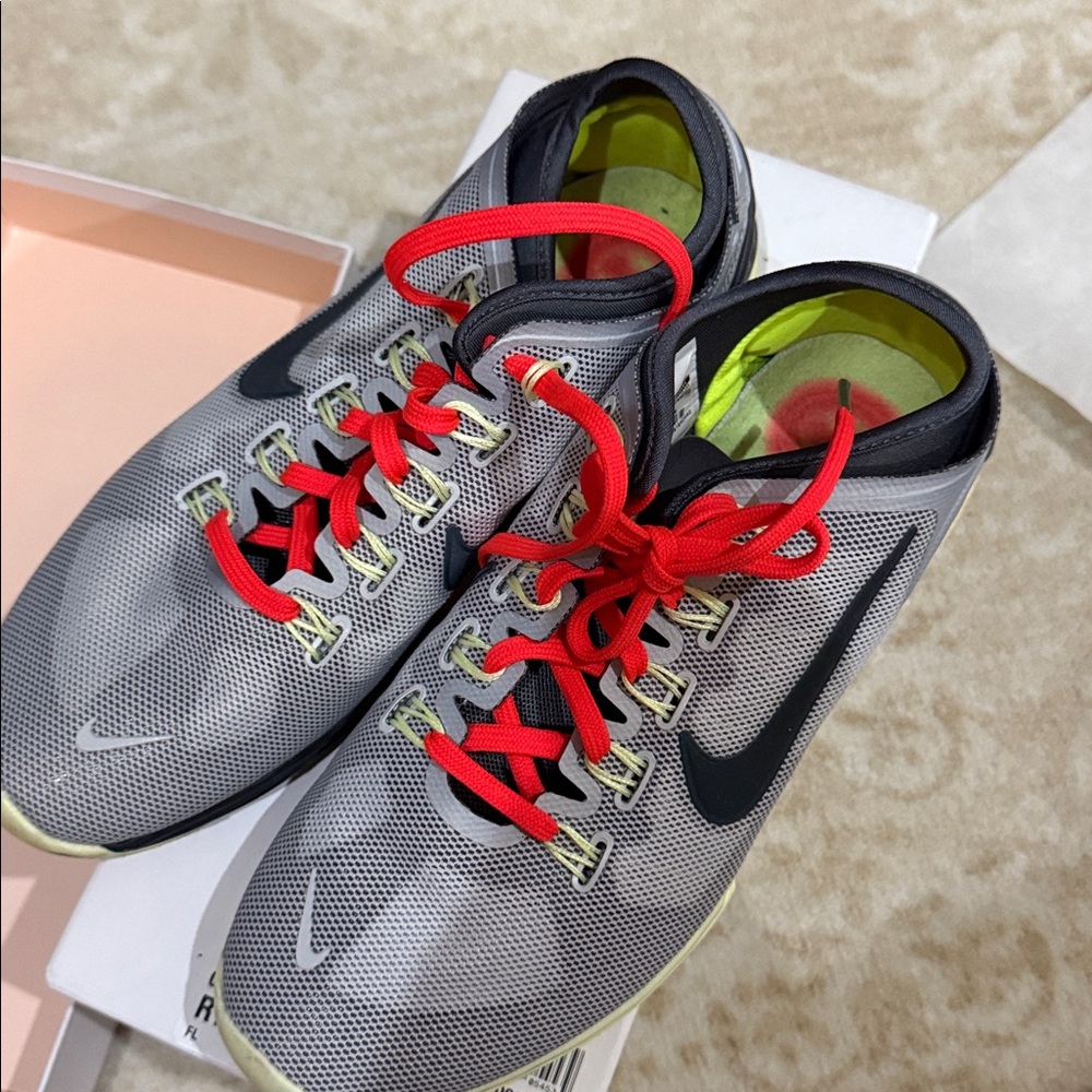 Nike Gray and Red Running Shoes